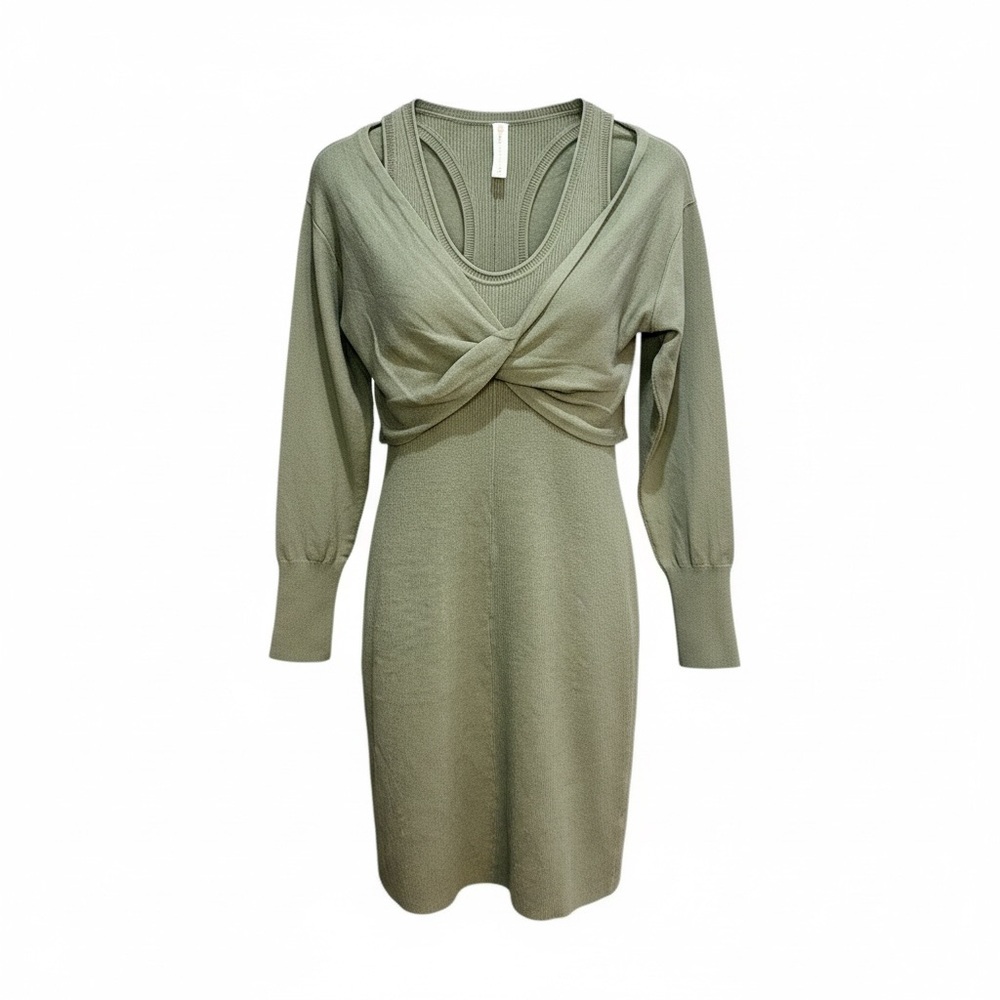 Anthropologie daily PRACTICE Green Twist Front 2 Piece Razor Back Knit Dress